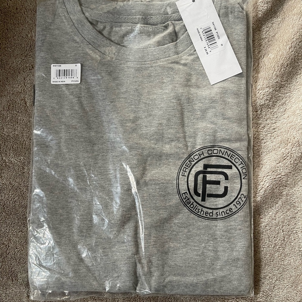 French Connection Heather Gray Logo Tee - Picture 1 of 4